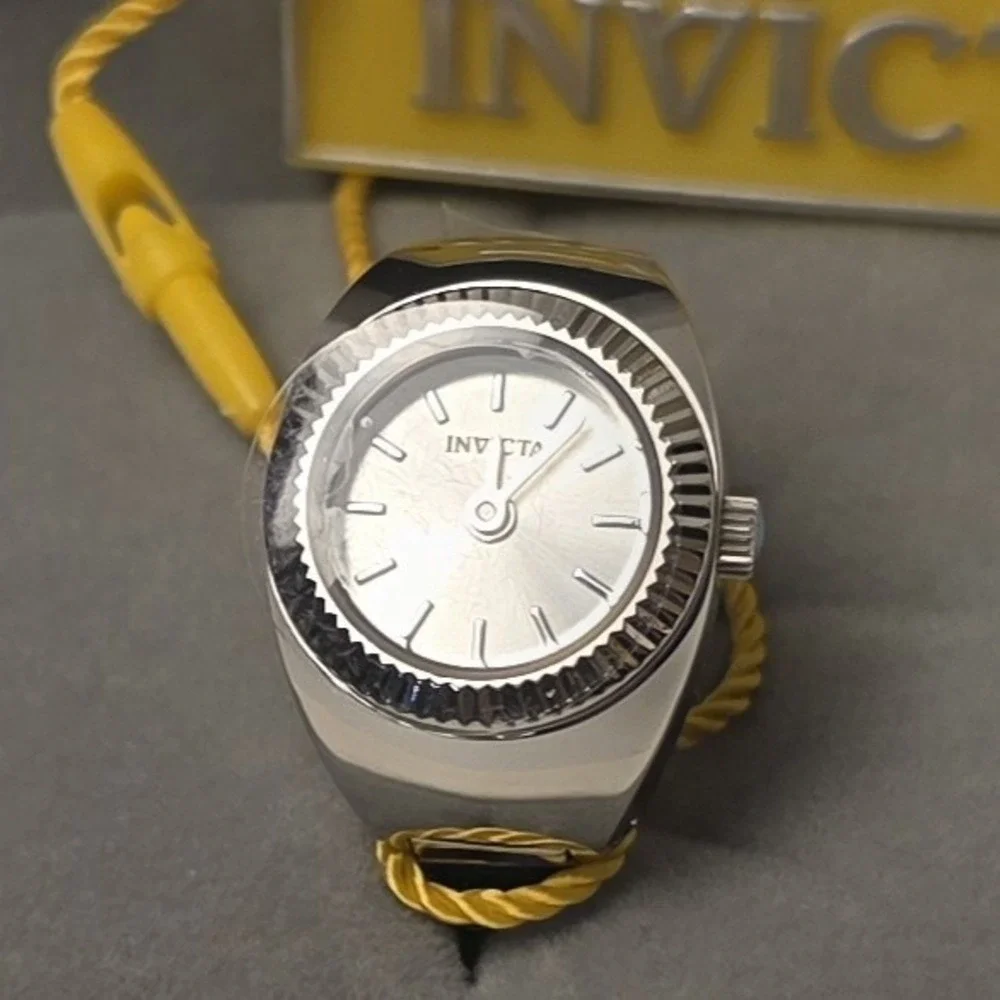 NEW Invicta Women's Ring‎ Watch Mini Angel Quartz Silver Tone 48946 #0383
